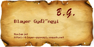 Blayer Gyöngyi névjegykártya